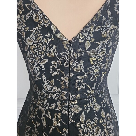 Vera Wang Black & Gold Metallic Brocade Party Cocktail Dress Size 2 Gorgeous! - Picture 8 of 16